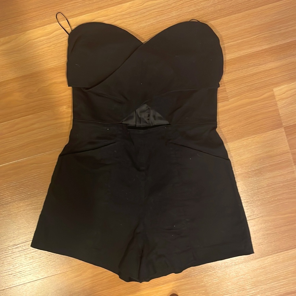 Black strapless romper